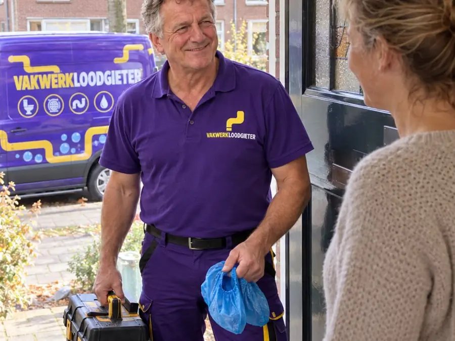 Monteur van Loodgieter Groningen Ontstoppingsbedrijf aan het werk in Groningen